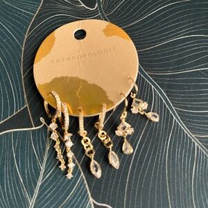 🛑 sold 🛑 ANTHROPOLOGIE Dainty Crystal Drop Earrings, Set of 3